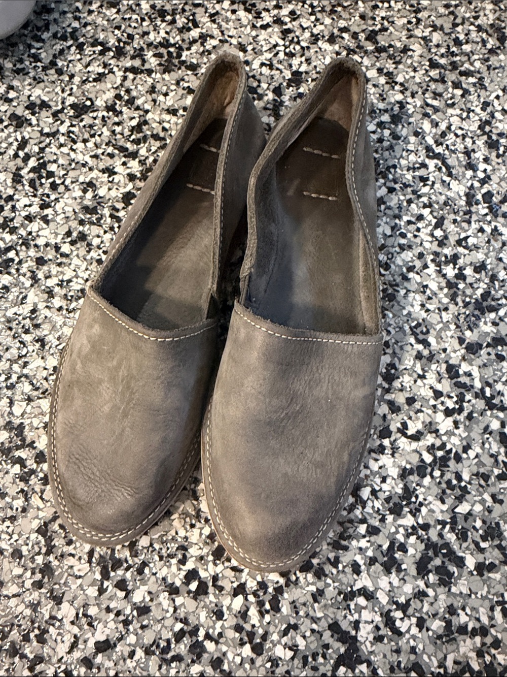 Frye Grey Leather Slip-On Flats